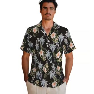 Chicago White Sox Tropical Hawaiian Shirt for Women - Black Palm Tree Floral MLB Vacation Shirt