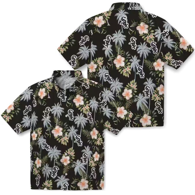 Chicago White Sox Tropical Hawaiian Shirt for Women - Black Palm Tree Floral MLB Vacation Shirt