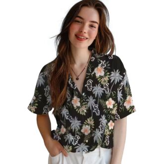 Chicago White Sox Tropical Hawaiian Shirt for Women - Black Palm Tree Floral MLB Vacation Shirt