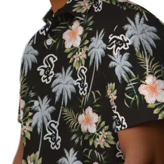 Chicago White Sox Tropical Hawaiian Shirt for Women - Black Palm Tree Floral MLB Vacation Shirt