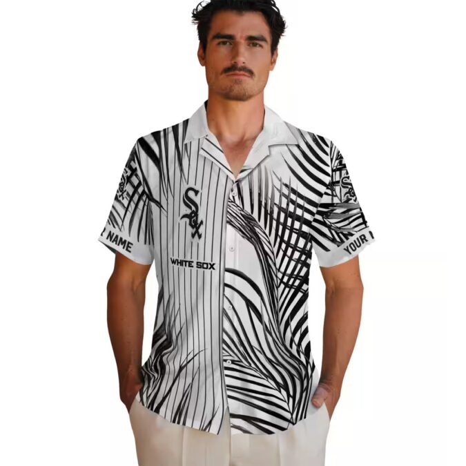 Chicago White Sox Tropical Palm Stripes Hawaiian Shirt - Stylish Black & White MLB Vacation Shirt