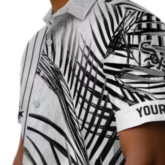 Chicago White Sox Tropical Palm Stripes Hawaiian Shirt - Stylish Black & White MLB Vacation Shirt
