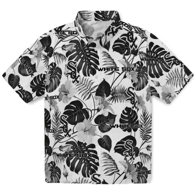 Chicago White Sox Tropical Plants Aloha Shirt - Black & White MLB Beach Vacation Shirt 2025