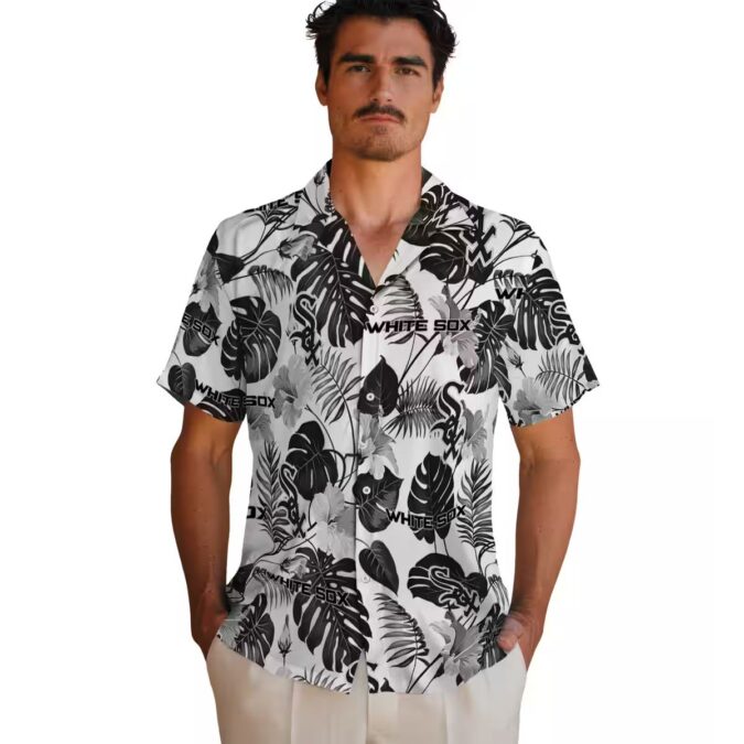 Chicago White Sox Tropical Plants Aloha Shirt - Black & White MLB Beach Vacation Shirt 2025