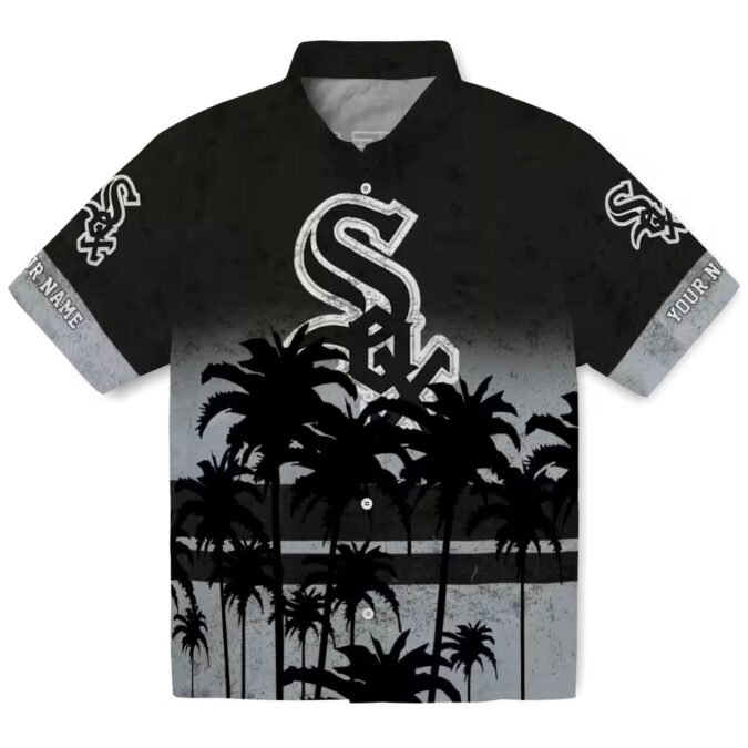 Custom Chicago White Sox Button Up Aloha Shirt - Sunset Pattern Black Tropical MLB Fan Shirt