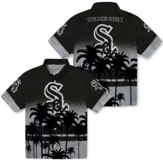 Custom Chicago White Sox Button Up Aloha Shirt - Sunset Pattern Black Tropical MLB Fan Shirt