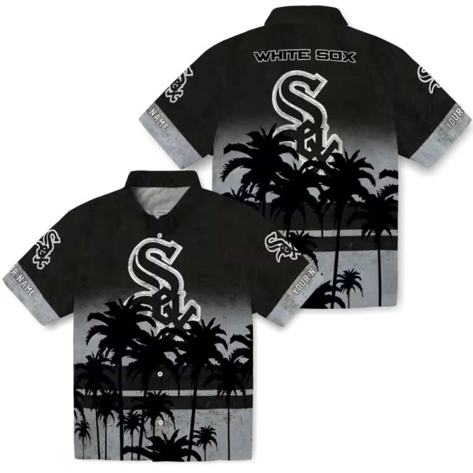 Custom Chicago White Sox Button Up Aloha Shirt - Sunset Pattern Black Tropical MLB Fan Shirt