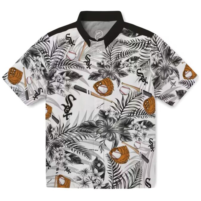 Custom Chicago White Sox Floral Hawaiian Shirt - Black White MLB Baseball Fan Shirt