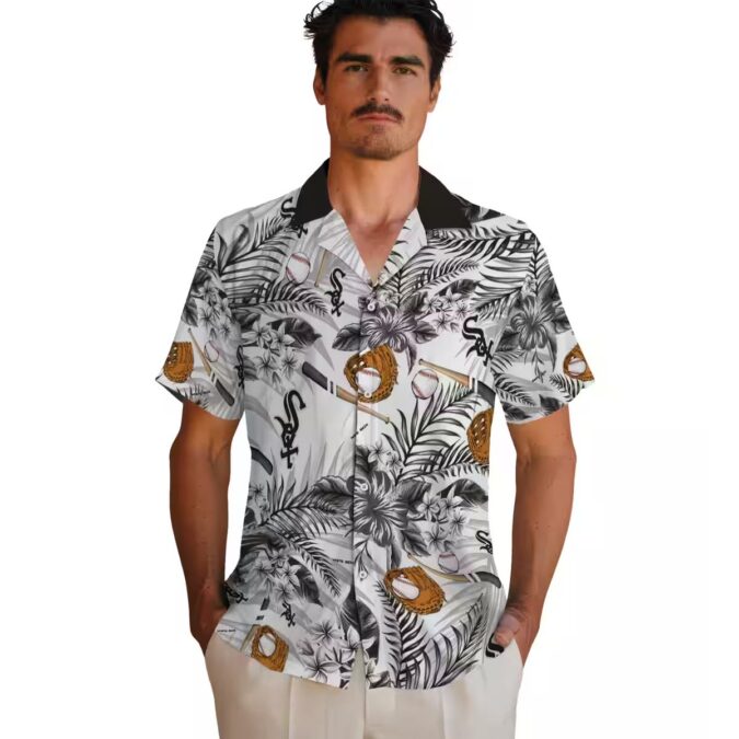 Custom Chicago White Sox Floral Hawaiian Shirt - Black White MLB Baseball Fan Shirt