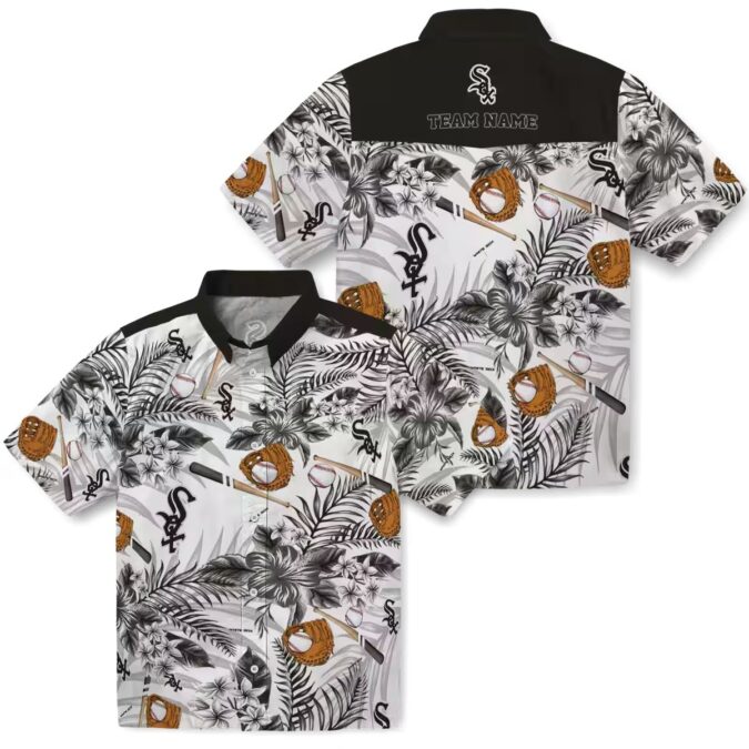 Custom Chicago White Sox Floral Hawaiian Shirt - Black White MLB Baseball Fan Shirt