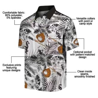 Custom Chicago White Sox Floral Hawaiian Shirt - Black White MLB Baseball Fan Shirt
