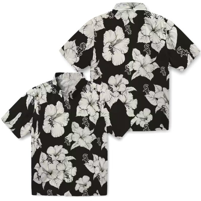 Lightweight Chicago White Sox Hibiscus Hawaiian Shirt - Black & White Summer Baseball Shirt