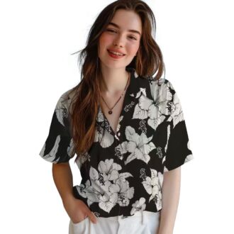 Lightweight Chicago White Sox Hibiscus Hawaiian Shirt - Black & White Summer Baseball Shirt
