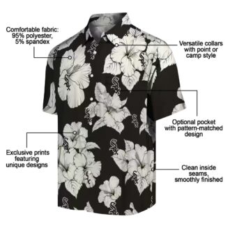 Lightweight Chicago White Sox Hibiscus Hawaiian Shirt - Black & White Summer Baseball Shirt