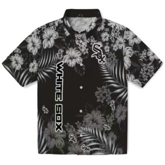 Men's Chicago White Sox Hibiscus Print Hawaiian Shirt - Black MLB Baseball Vacation Tee