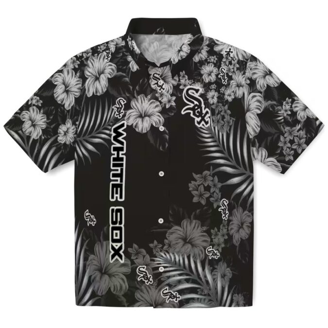Men's Chicago White Sox Hibiscus Print Hawaiian Shirt - Black MLB Baseball Vacation Tee