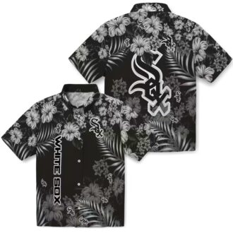 Men's Chicago White Sox Hibiscus Print Hawaiian Shirt - Black MLB Baseball Vacation Tee