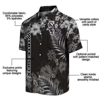 Men's Chicago White Sox Hibiscus Print Hawaiian Shirt - Black MLB Baseball Vacation Tee