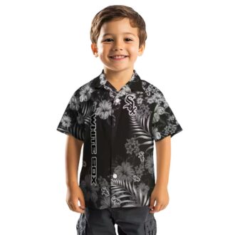 Men's Chicago White Sox Hibiscus Print Hawaiian Shirt - Black MLB Baseball Vacation Tee