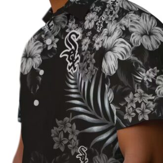 Men's Chicago White Sox Hibiscus Print Hawaiian Shirt - Black MLB Baseball Vacation Tee