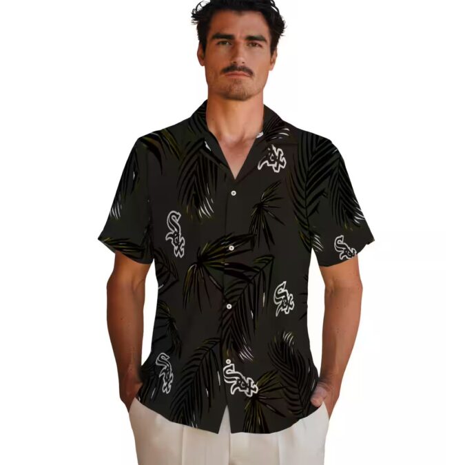 Men's Chicago White Sox Palm Leaf Black Hawaiian Shirt - MLB Beach & Game Day Shirt
