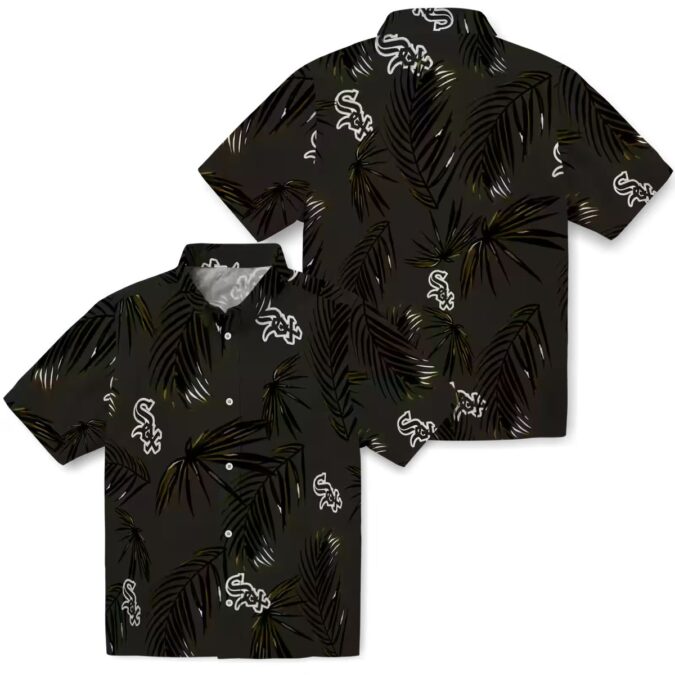 Men's Chicago White Sox Palm Leaf Black Hawaiian Shirt - MLB Beach & Game Day Shirt