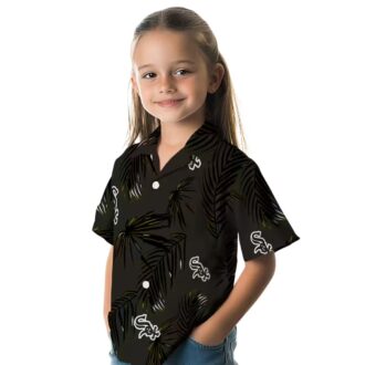 Men's Chicago White Sox Palm Leaf Black Hawaiian Shirt - MLB Beach & Game Day Shirt