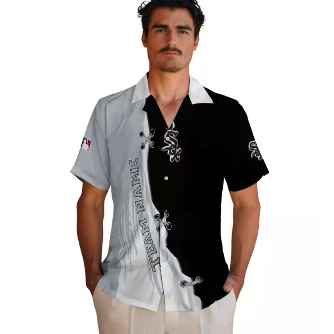 MLB Chicago White Sox Black White Hawaiian Shirt - Personalized Tropical Baseball Shirt