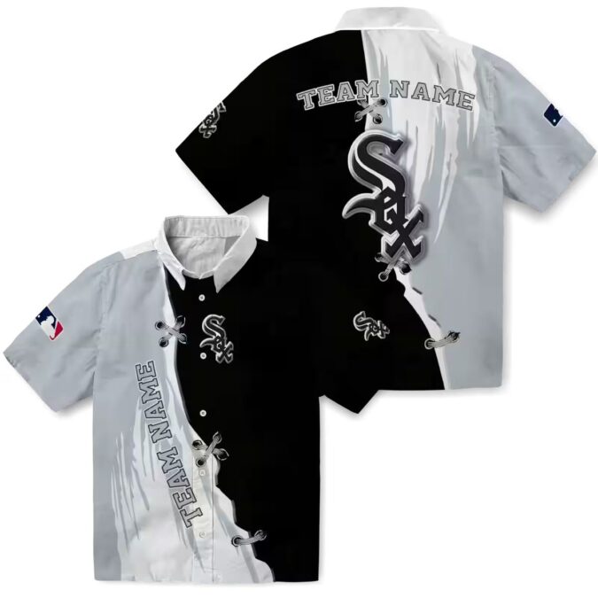 MLB Chicago White Sox Black White Hawaiian Shirt - Personalized Tropical Baseball Shirt