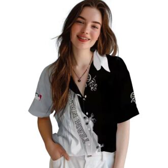 MLB Chicago White Sox Black White Hawaiian Shirt - Personalized Tropical Baseball Shirt