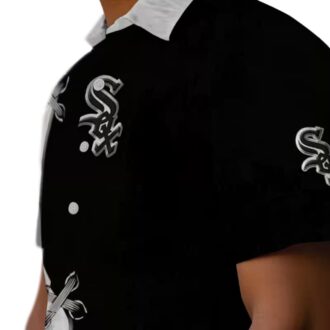 MLB Chicago White Sox Black White Hawaiian Shirt - Personalized Tropical Baseball Shirt