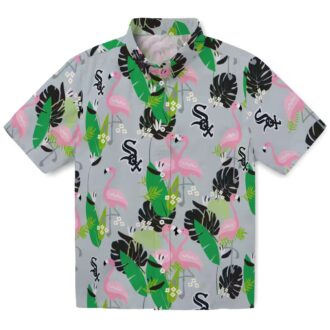 MLB Chicago White Sox Flamingo Foliage Hawaiian Shirt - Black Green Summer Vacation Shirt