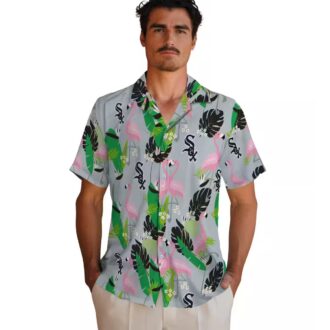 MLB Chicago White Sox Flamingo Foliage Hawaiian Shirt - Black Green Summer Vacation Shirt