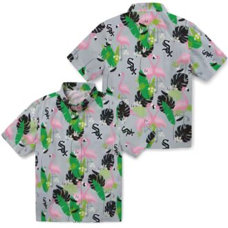 MLB Chicago White Sox Flamingo Foliage Hawaiian Shirt - Black Green Summer Vacation Shirt