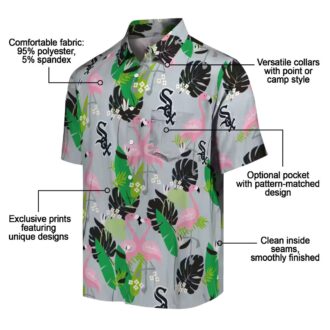 MLB Chicago White Sox Flamingo Foliage Hawaiian Shirt - Black Green Summer Vacation Shirt
