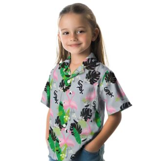 MLB Chicago White Sox Flamingo Foliage Hawaiian Shirt - Black Green Summer Vacation Shirt