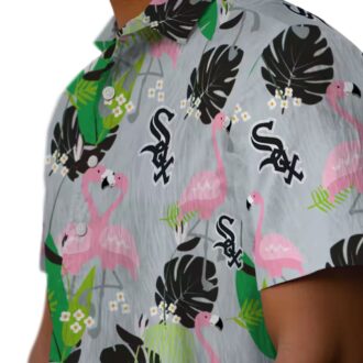 MLB Chicago White Sox Flamingo Foliage Hawaiian Shirt - Black Green Summer Vacation Shirt