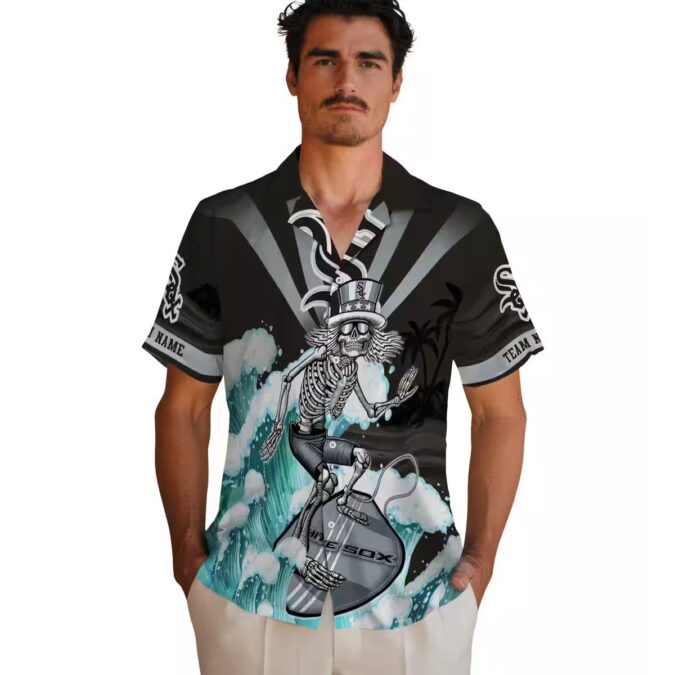 MLB Chicago White Sox Hawaiian Shirt for Men - Surfing Skeleton Tropical Beach Shirt