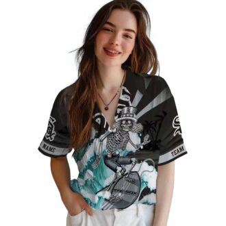 MLB Chicago White Sox Hawaiian Shirt for Men - Surfing Skeleton Tropical Beach Shirt