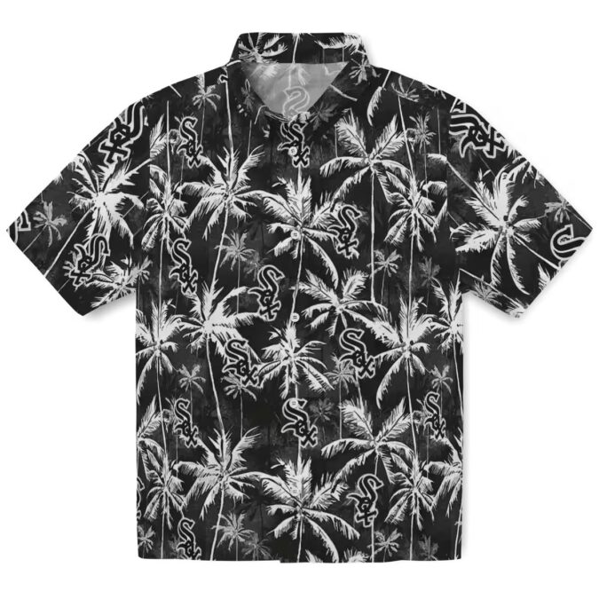 Official Chicago White Sox Black Palm Pattern Hawaiian Shirt - Stylish MLB Fan Apparel