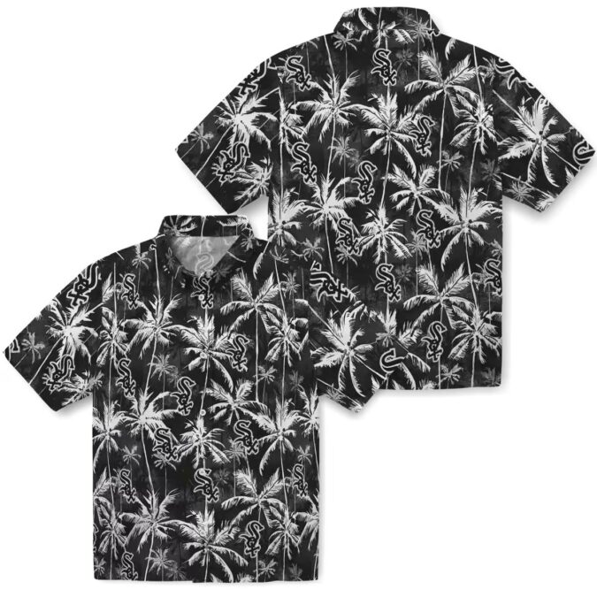 Official Chicago White Sox Black Palm Pattern Hawaiian Shirt - Stylish MLB Fan Apparel