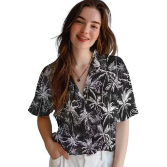 Official Chicago White Sox Black Palm Pattern Hawaiian Shirt - Stylish MLB Fan Apparel