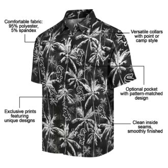 Official Chicago White Sox Black Palm Pattern Hawaiian Shirt - Stylish MLB Fan Apparel