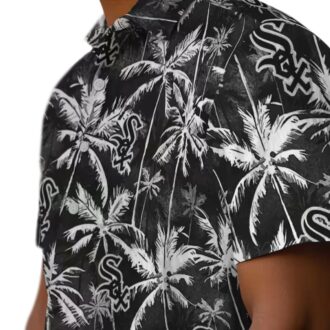 Official Chicago White Sox Black Palm Pattern Hawaiian Shirt - Stylish MLB Fan Apparel