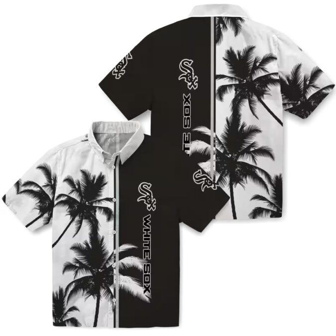 Official Chicago White Sox Black White Hawaiian Shirt - Summer Palm Tree MLB Shirt