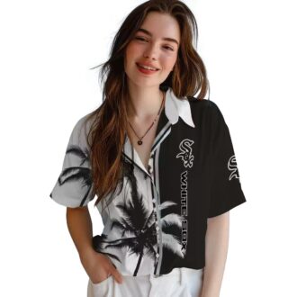 Official Chicago White Sox Black White Hawaiian Shirt - Summer Palm Tree MLB Shirt