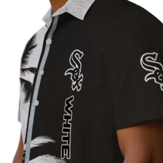 Official Chicago White Sox Black White Hawaiian Shirt - Summer Palm Tree MLB Shirt