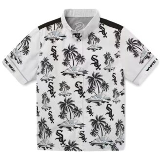 Palm Island Print Chicago White Sox Tropical Hawaiian Shirt - Black White MLB Fan Shirt