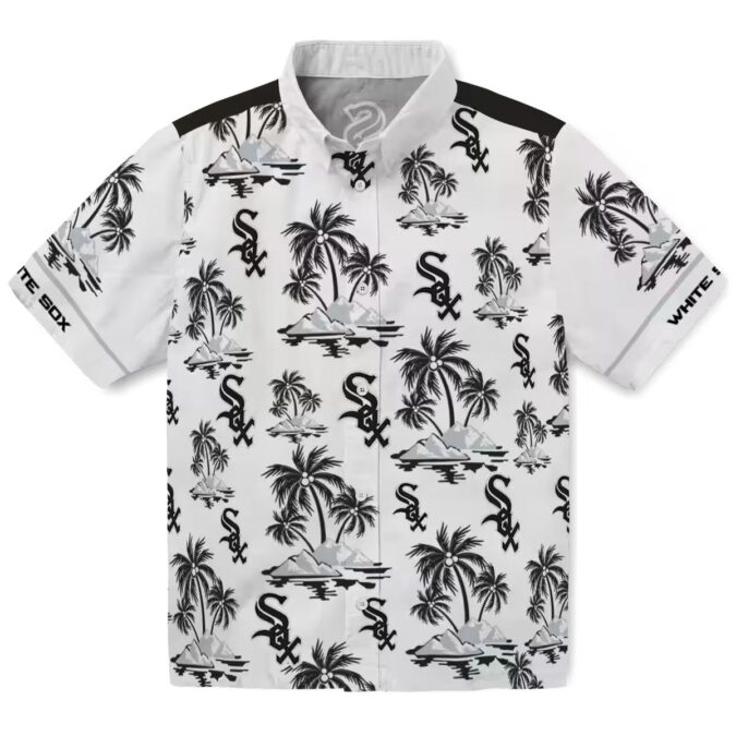 Palm Island Print Chicago White Sox Tropical Hawaiian Shirt - Black White MLB Fan Shirt