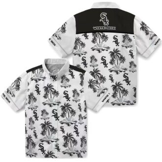Palm Island Print Chicago White Sox Tropical Hawaiian Shirt - Black White MLB Fan Shirt